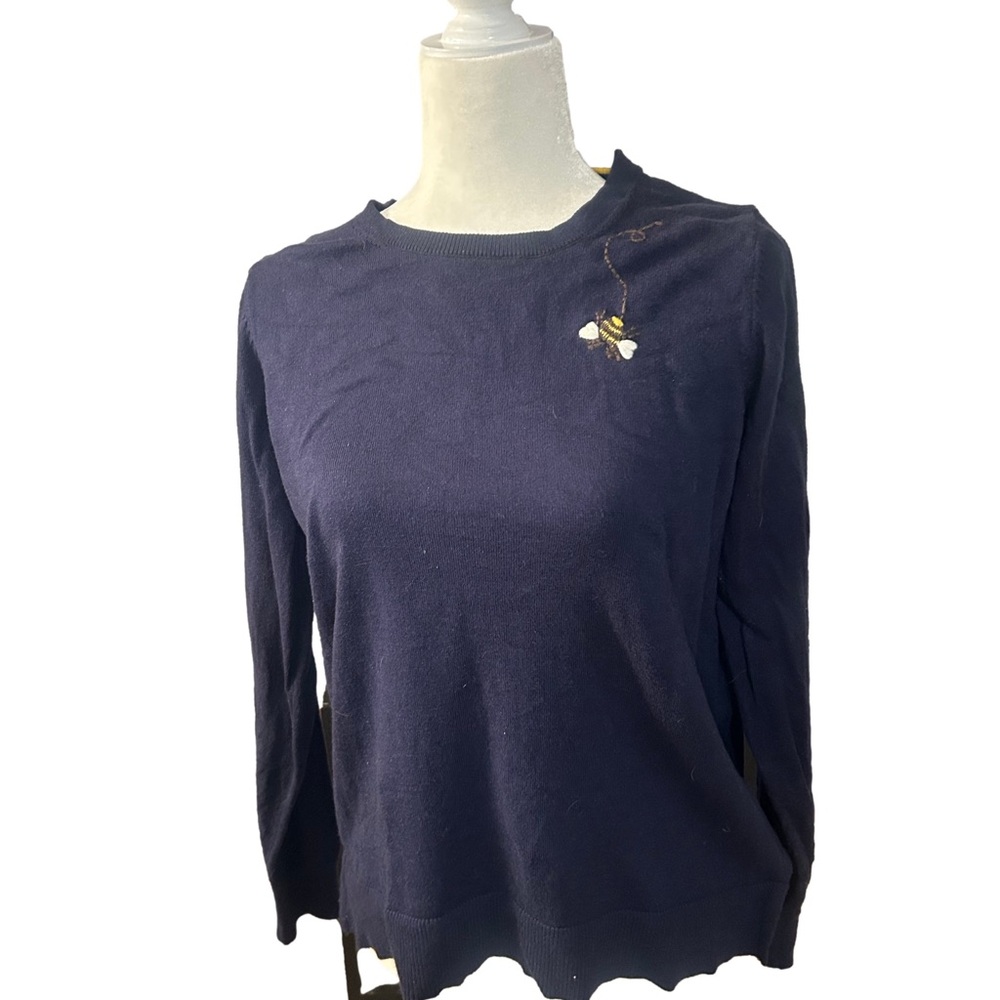 Joules Navy Crewneck Sweater with Bee Embroidery US 10 UK 14